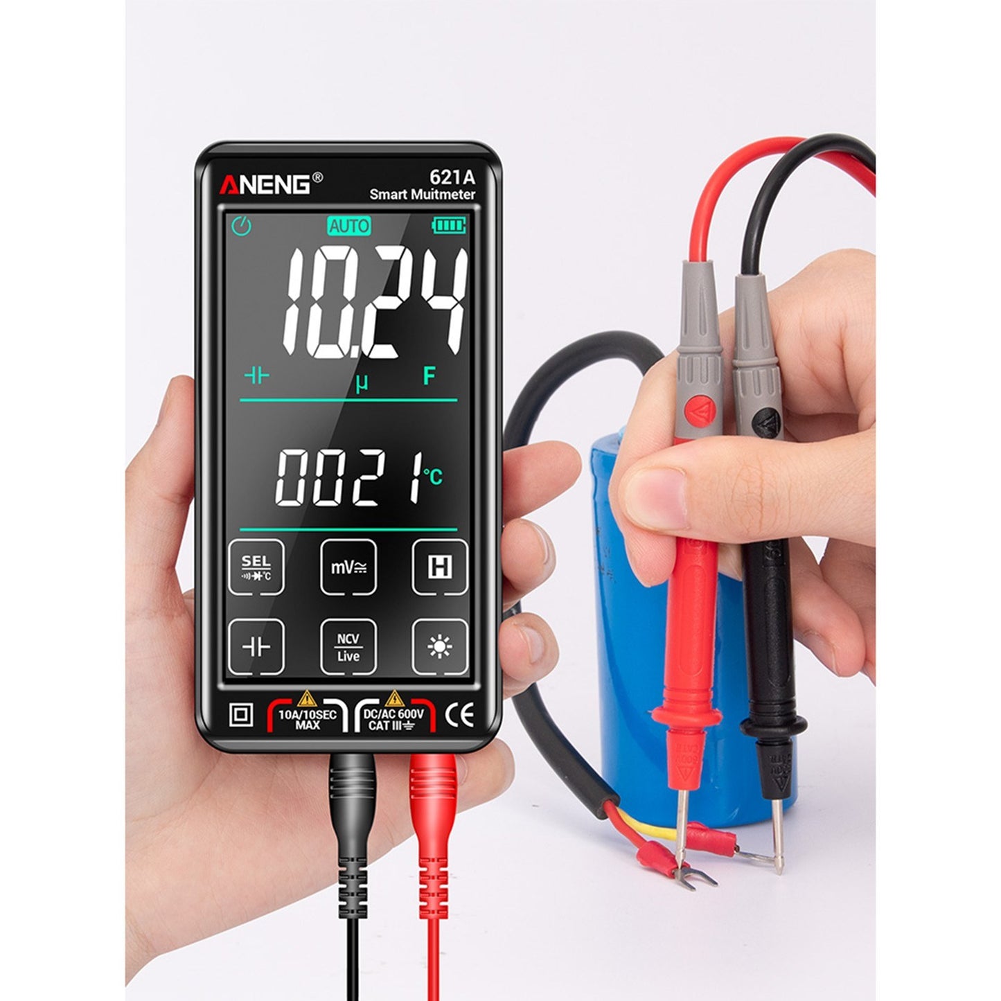 ANENG 621A Touch Screen Digital Multimeter 9999 Counts Auto Range Portable Rechargeable NCV Meter
