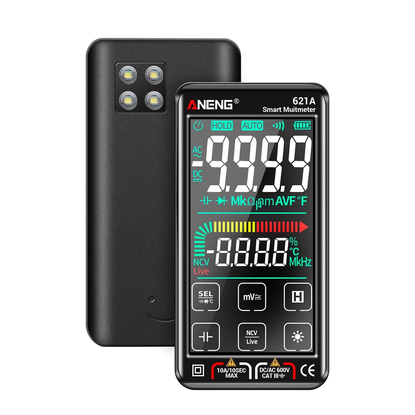 ANENG 621A Touch Screen Digital Multimeter 9999 Counts Auto Range Portable Rechargeable NCV Meter