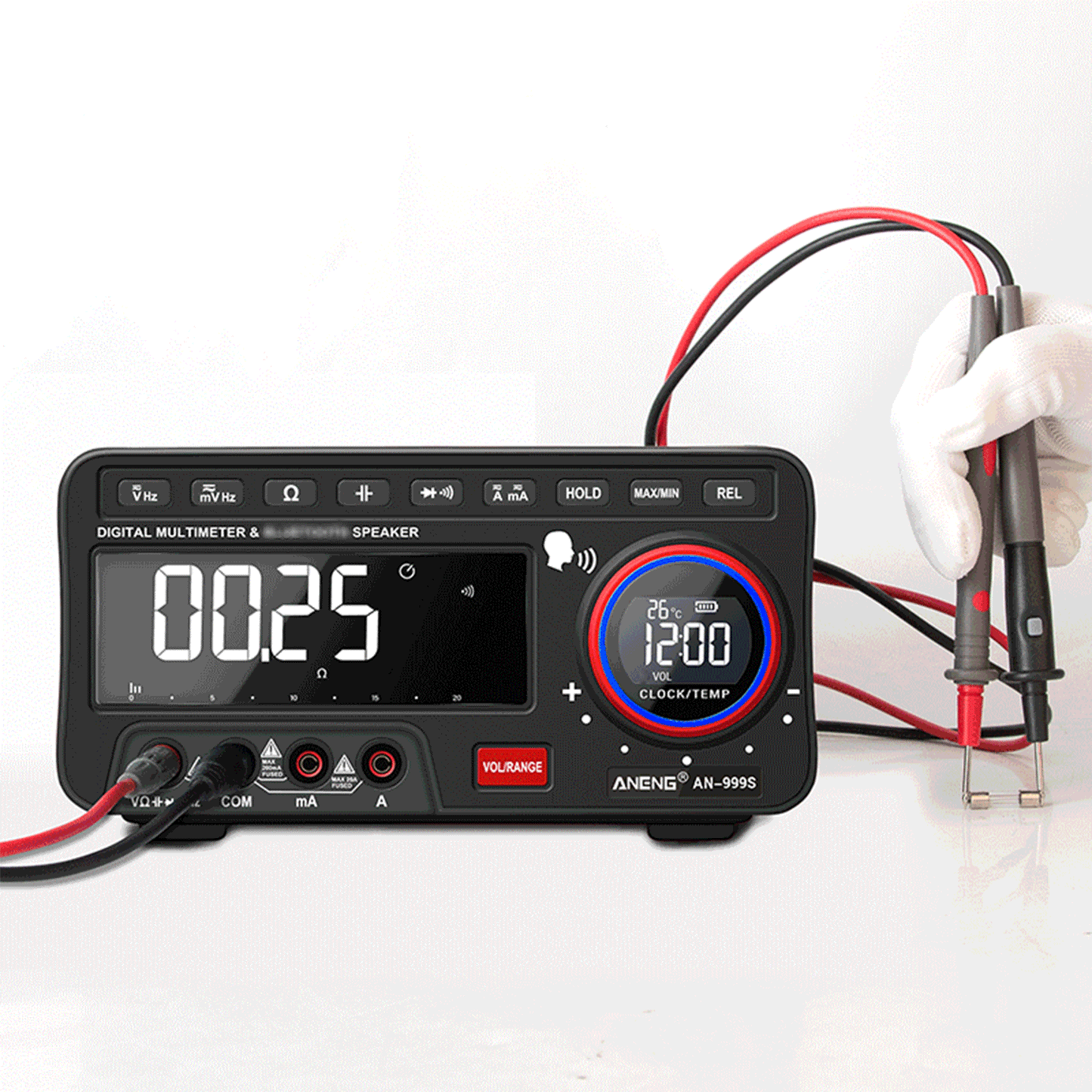 ANENG 2-In-1 Bluetooth Speaker AC/DC Bench Multimeter, 19999 Counts True-RMS Voice Broadcast (Non-Rechargeable)