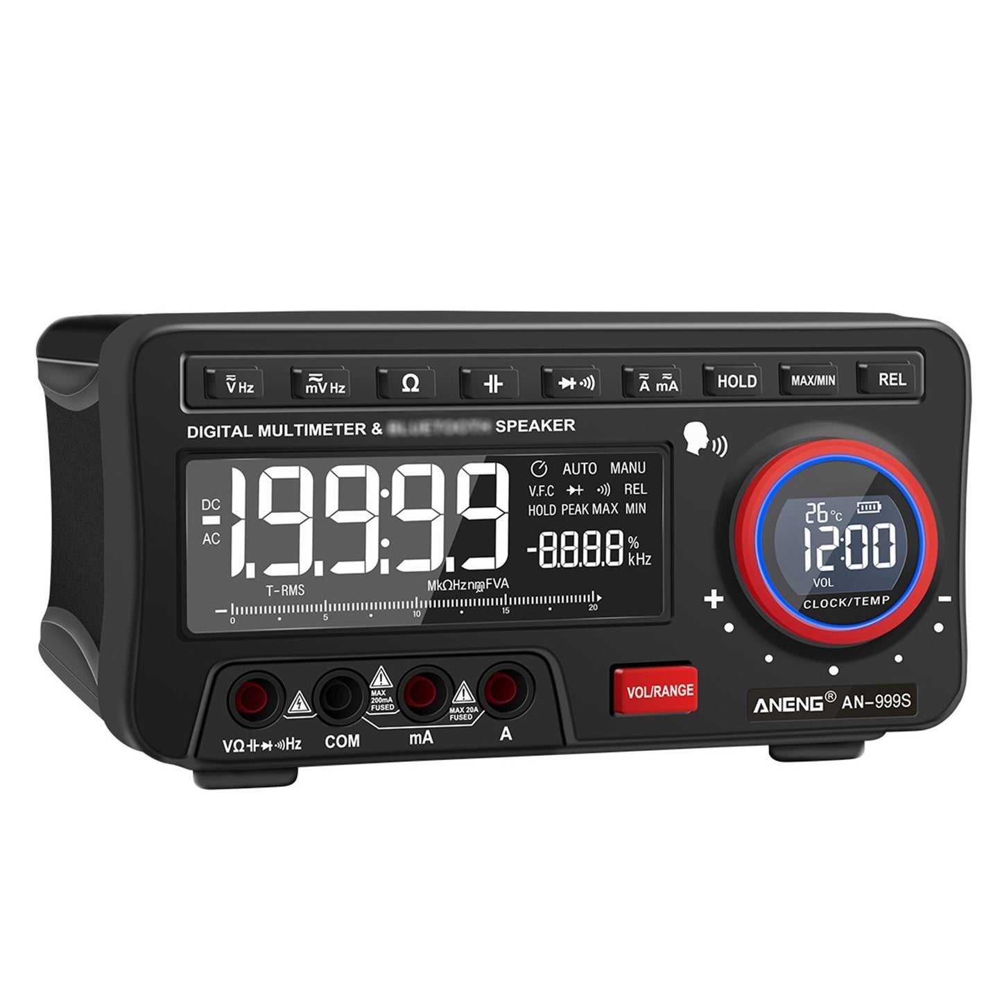 ANENG 2-In-1 Bluetooth Speaker AC/DC Bench Multimeter, 19999 Counts True-RMS Voice Broadcast (Non-Rechargeable)