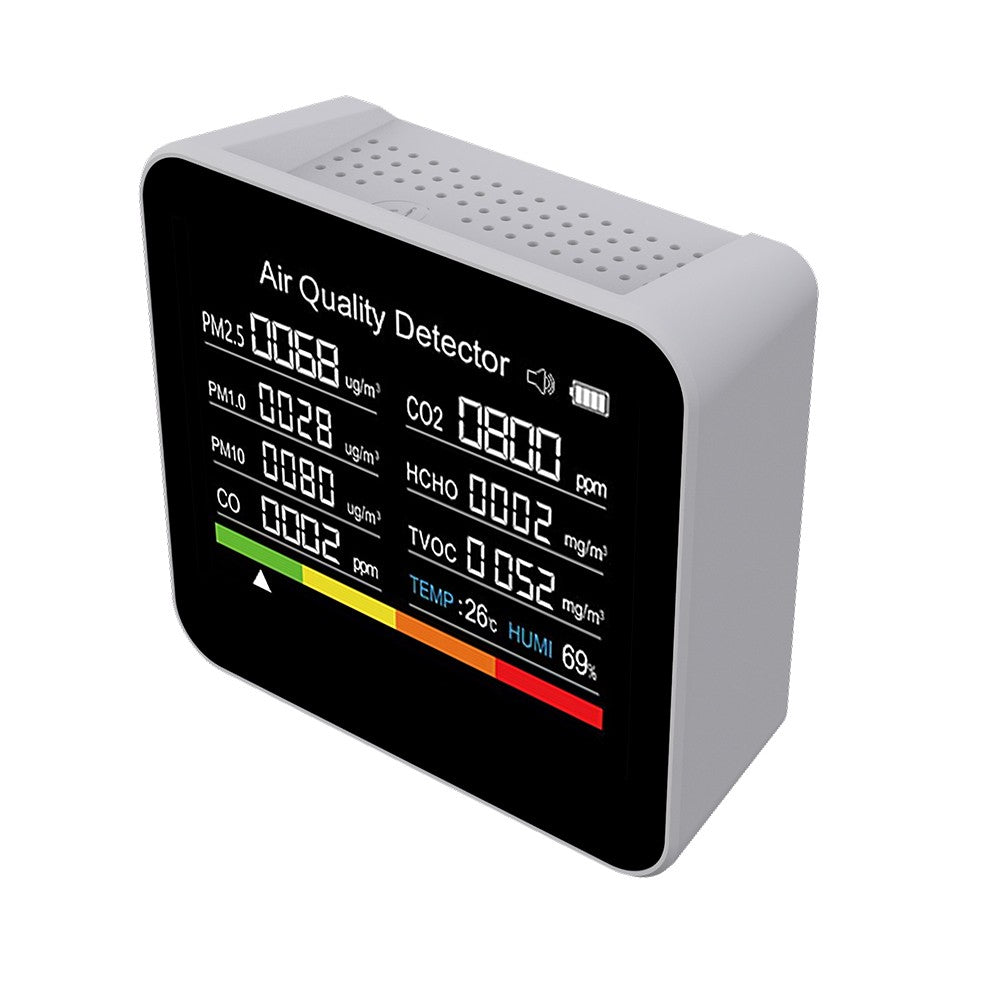 9-in-1 Air Quality Monitor: CO2, CO, TVOC, HCHO, PM2.5, PM1.0, PM10, Temperature, Humidity Detector