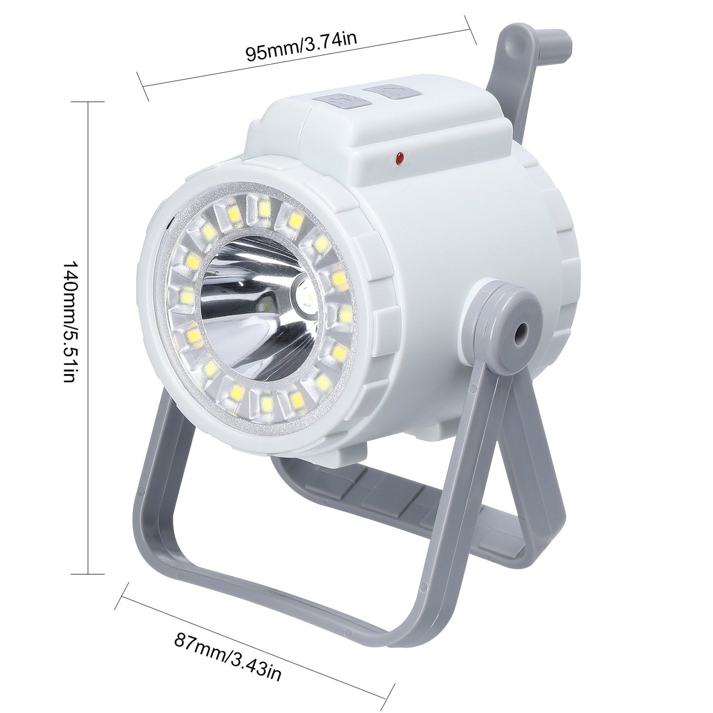 3-in-1 Portable Camping Lamp: Hand Crank Tent Light, Searchlight, SOS Flashlight with Adjustable Three-Color Temperatures