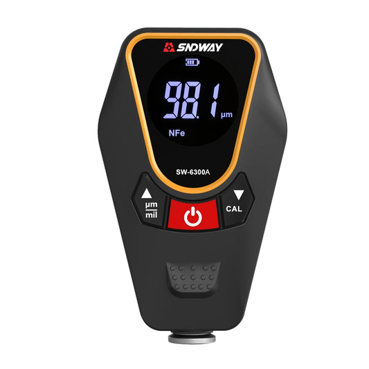 SNDWAY Car Paint Coating Thickness Gauge, Handheld Backlit LCD Meter, 0-1200μm Range, 0.01μm Resolution, Fe/NFe Detection, µm/mils Conversion, Auto-Off