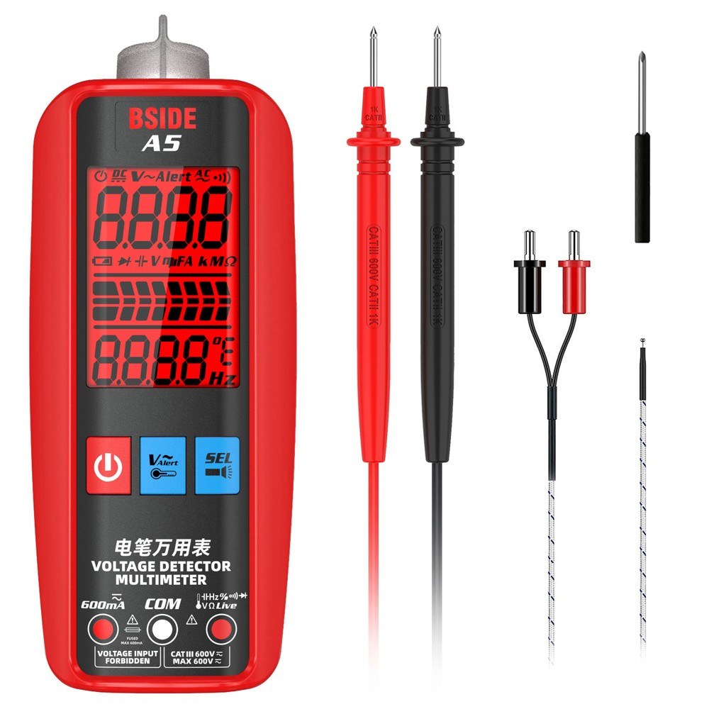 Professional Digital Multimeter - Voltage, Current, Resistance, Frequency, Diode, Temperature, Capacitance Measurement Tester with Backlit Display