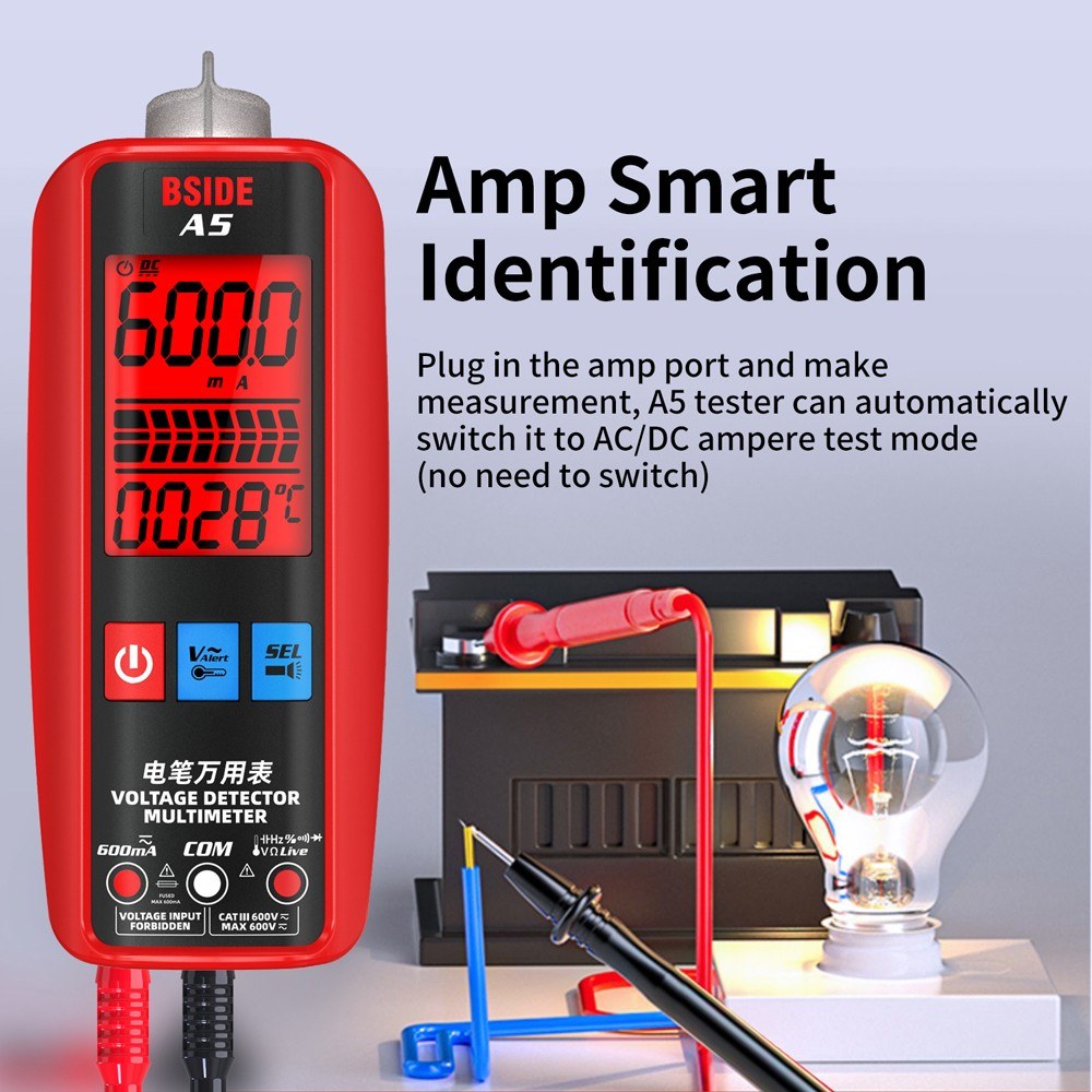 Professional Digital Multimeter - Voltage, Current, Resistance, Frequency, Diode, Temperature, Capacitance Measurement Tester with Backlit Display