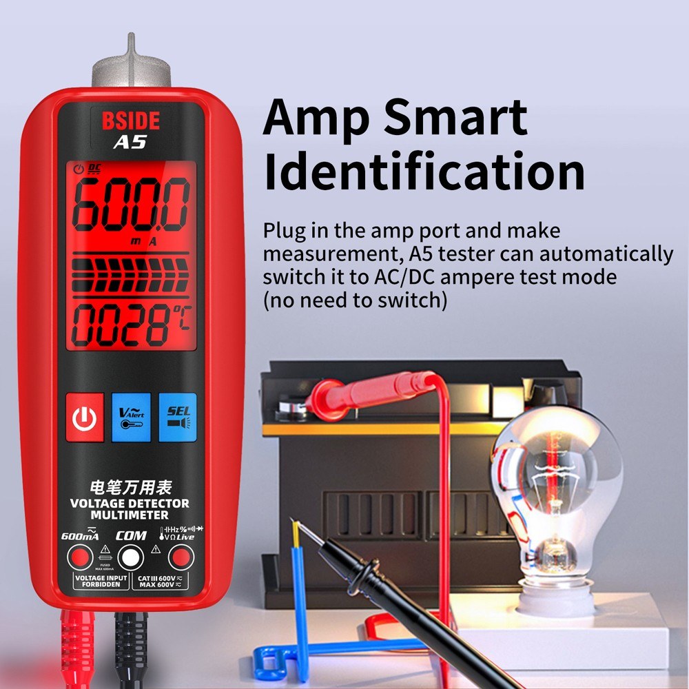 Professional Digital Multimeter - Voltage, Current, Resistance, Frequency, Diode, Temperature, Capacitance Measurement Tester with Backlit Display