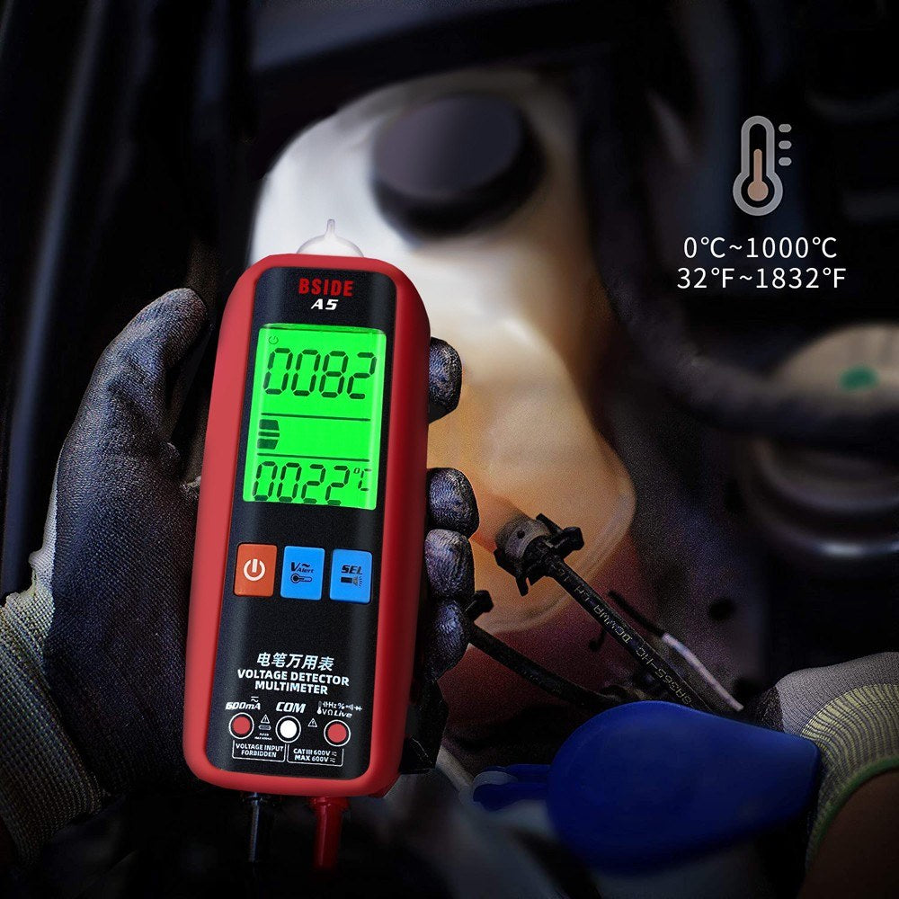 Professional Digital Multimeter - Voltage, Current, Resistance, Frequency, Diode, Temperature, Capacitance Measurement Tester with Backlit Display