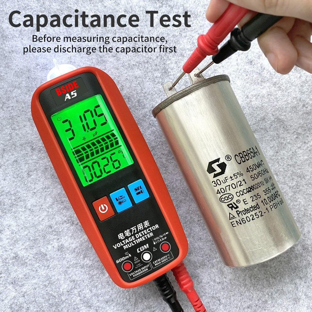 Professional Digital Multimeter - Voltage, Current, Resistance, Frequency, Diode, Temperature, Capacitance Measurement Tester with Backlit Display
