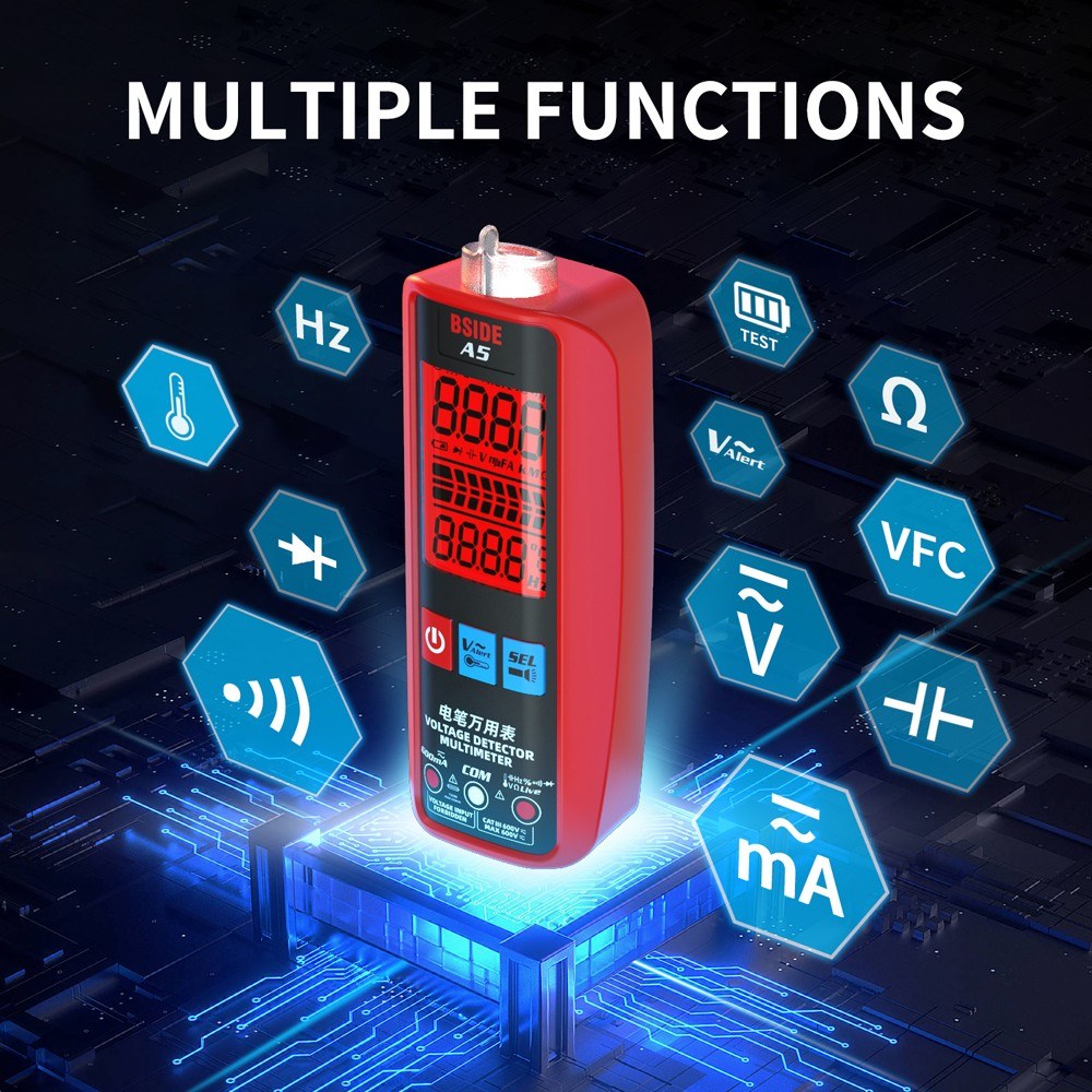 Professional Digital Multimeter - Voltage, Current, Resistance, Frequency, Diode, Temperature, Capacitance Measurement Tester with Backlit Display