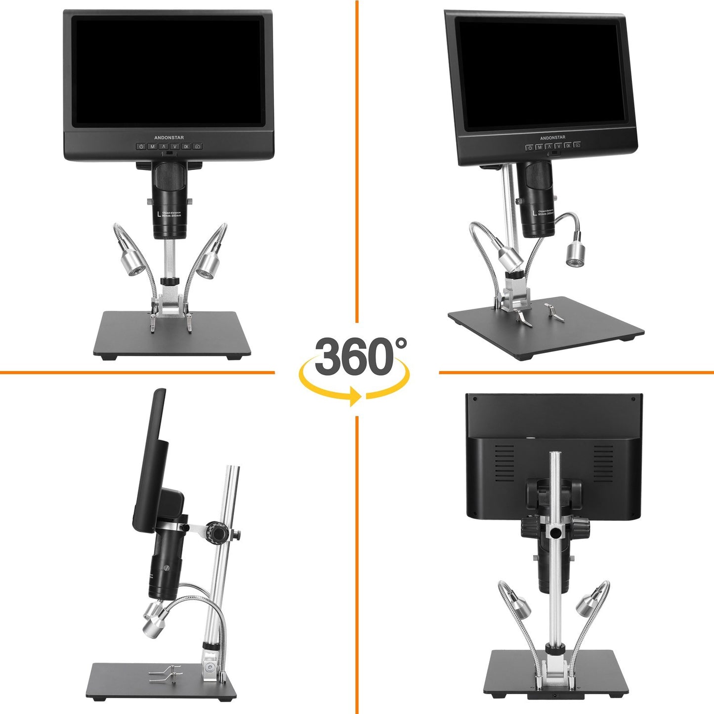 1080P Digital Soldering Microscope with 10-Inch LCD, 4X Magnification, Video & Photo Capture, LED Shadowless Lamp