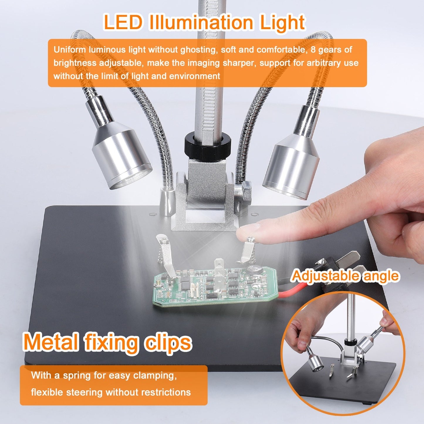 1080P Digital Soldering Microscope with 10-Inch LCD, 4X Magnification, Video & Photo Capture, LED Shadowless Lamp