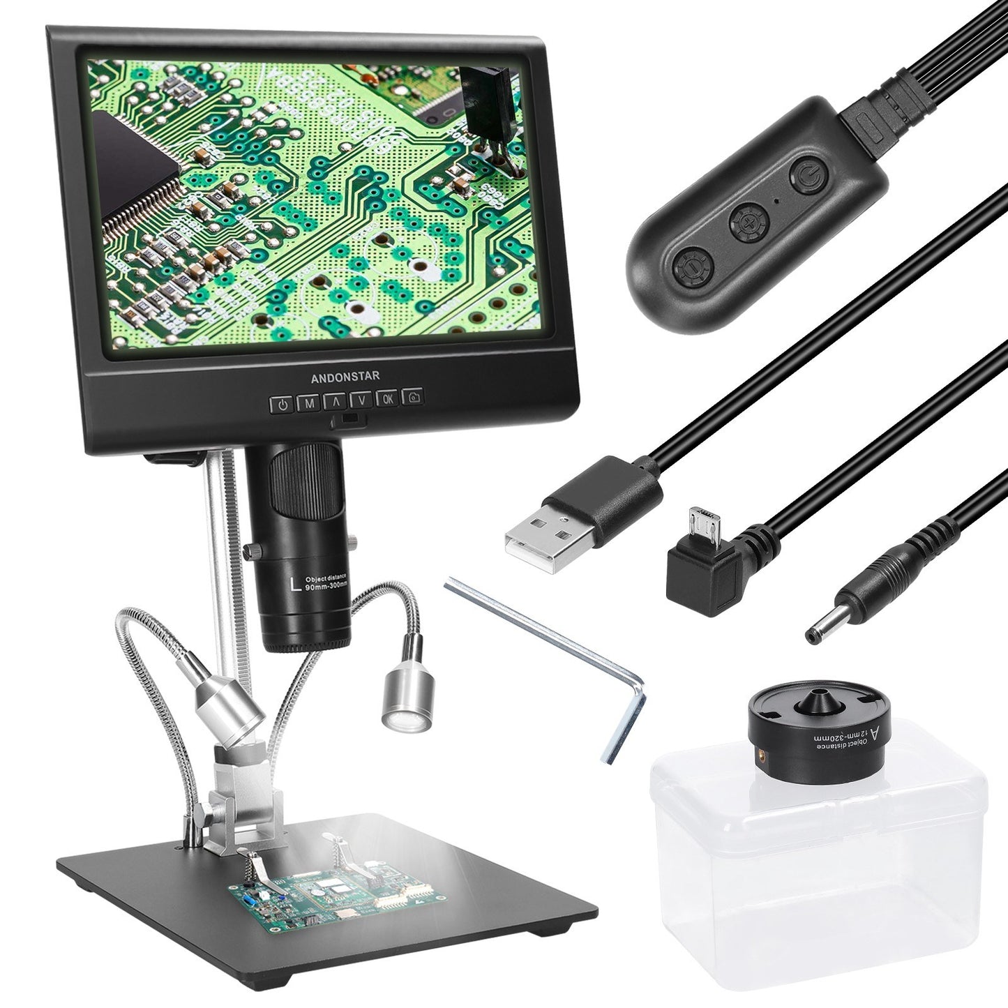 1080P Digital Soldering Microscope with 10-Inch LCD, 4X Magnification, Video & Photo Capture, LED Shadowless Lamp