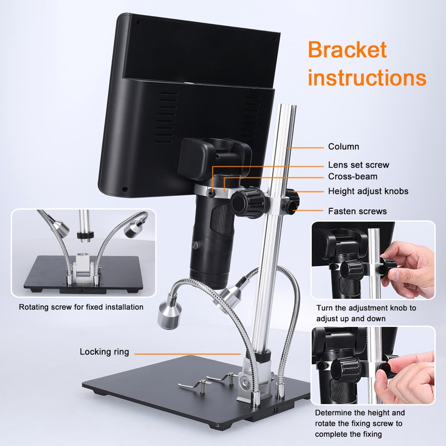 1080P Digital Soldering Microscope with 10-Inch LCD, 4X Magnification, Video & Photo Capture, LED Shadowless Lamp