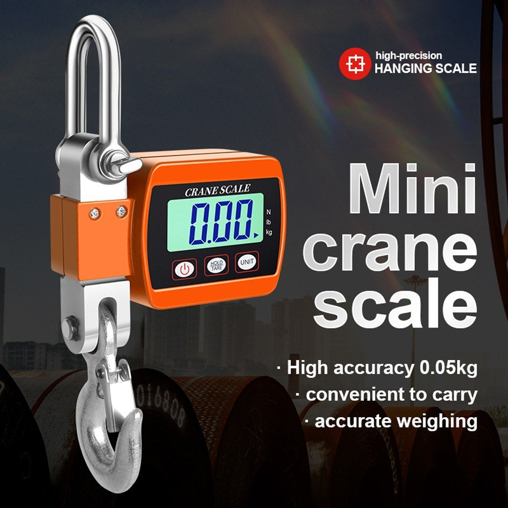 Portable Industrial Electronic Crane Scale 0.05-500kg with LCD Display & Unit Change Function