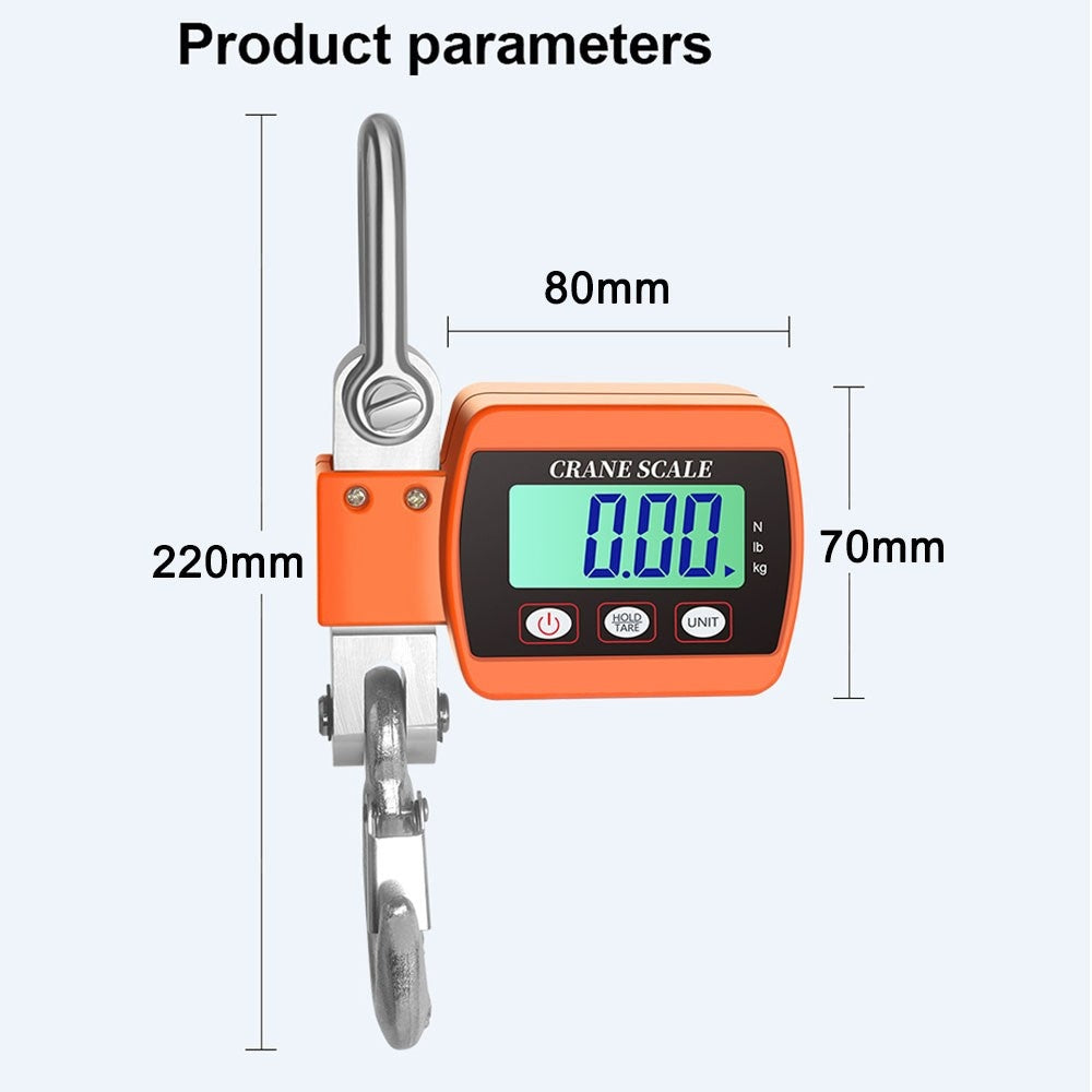 Portable Industrial Electronic Crane Scale 0.05-500kg with LCD Display & Unit Change Function