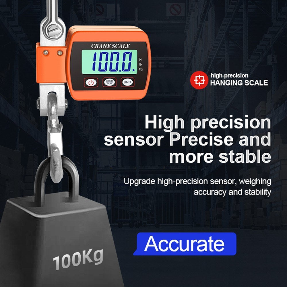 Portable Industrial Electronic Crane Scale 0.05-500kg with LCD Display & Unit Change Function