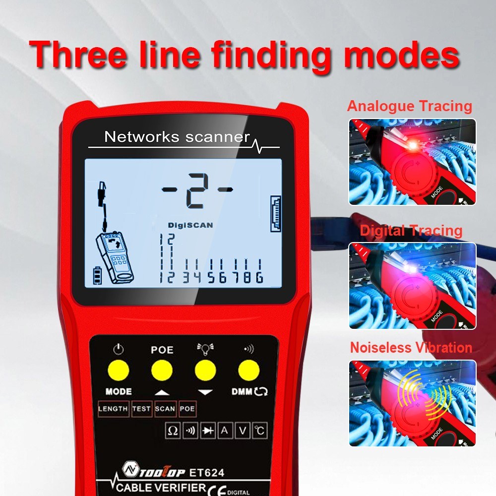 ET624 Portable 2-in-1 Network Cable Finder & Multimeter with LCD Display