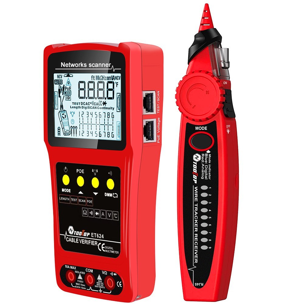ET624 Portable 2-in-1 Network Cable Finder & Multimeter with LCD Display