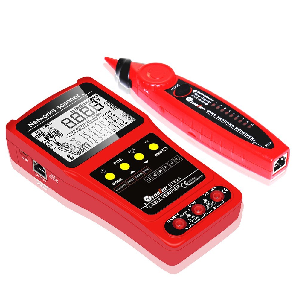 ET624 Portable 2-in-1 Network Cable Finder & Multimeter with LCD Display