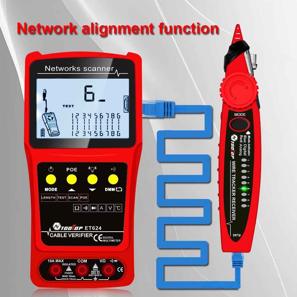 ET624 Portable 2-in-1 Network Cable Finder & Multimeter with LCD Display