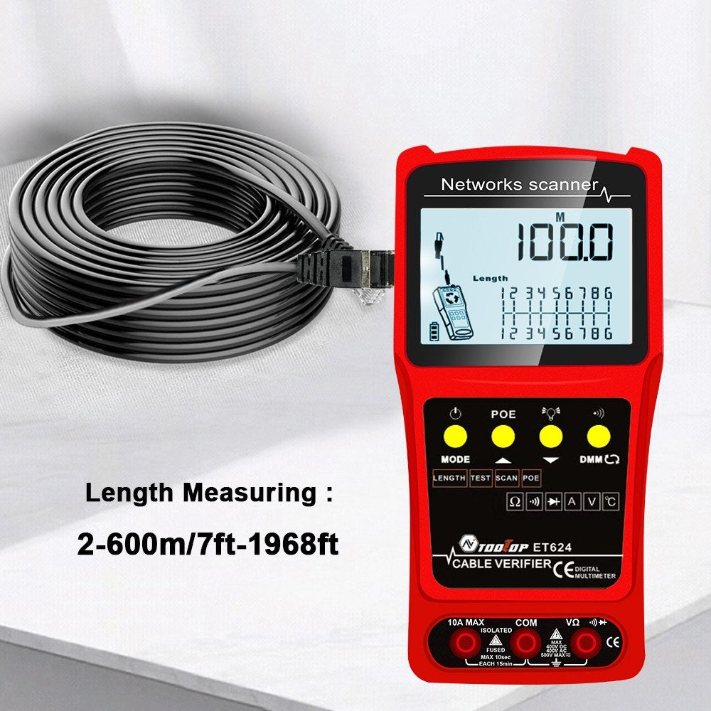 ET624 Portable 2-in-1 Network Cable Finder & Multimeter with LCD Display