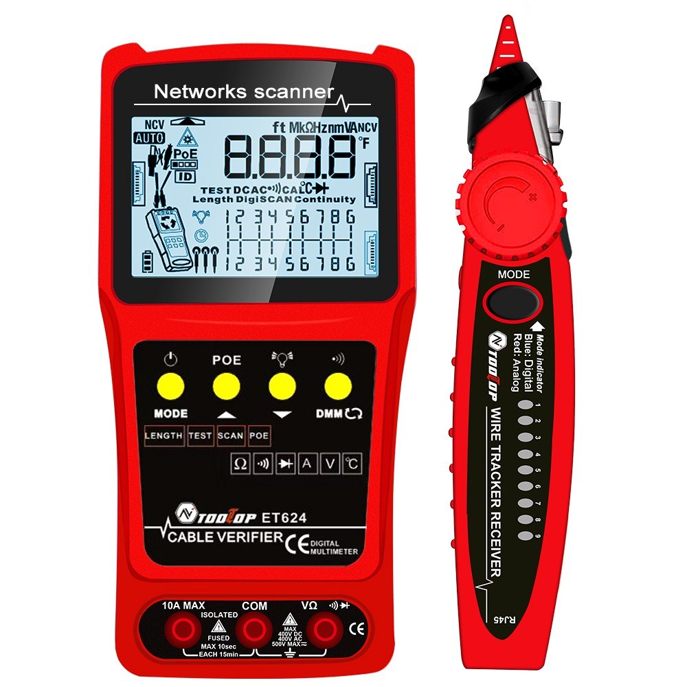 ET624 Portable 2-in-1 Network Cable Finder & Multimeter with LCD Display