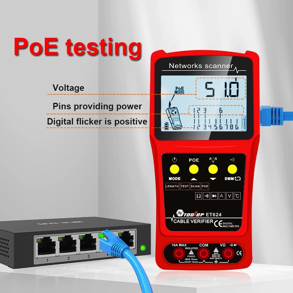 ET624 Portable 2-in-1 Network Cable Finder & Multimeter with LCD Display