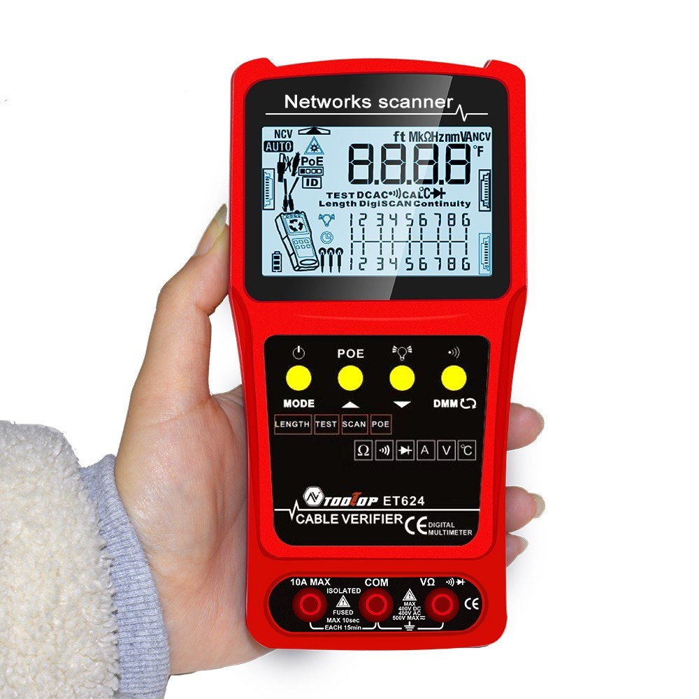 ET624 Portable 2-in-1 Network Cable Finder & Multimeter with LCD Display