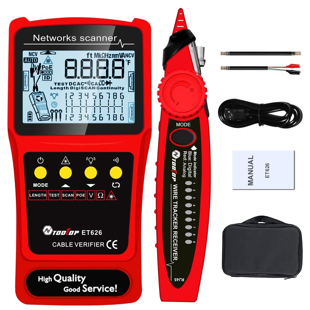 ET624 Portable 2-in-1 Network Cable Finder & Multimeter with LCD Display