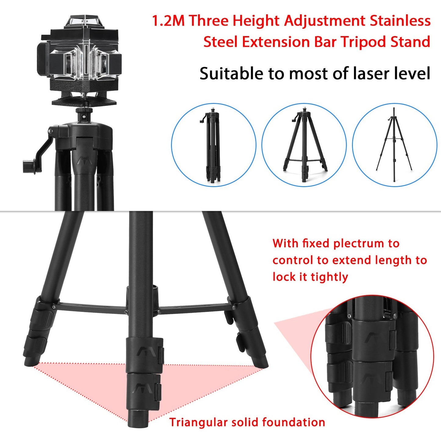 16-Line Multifunctional Self-Leveling Laser Level with Rechargeable Battery, Waterproof Ground & Wall Level Tool Set, Includes 1.2m Adjustable Tripod for Home Improvement