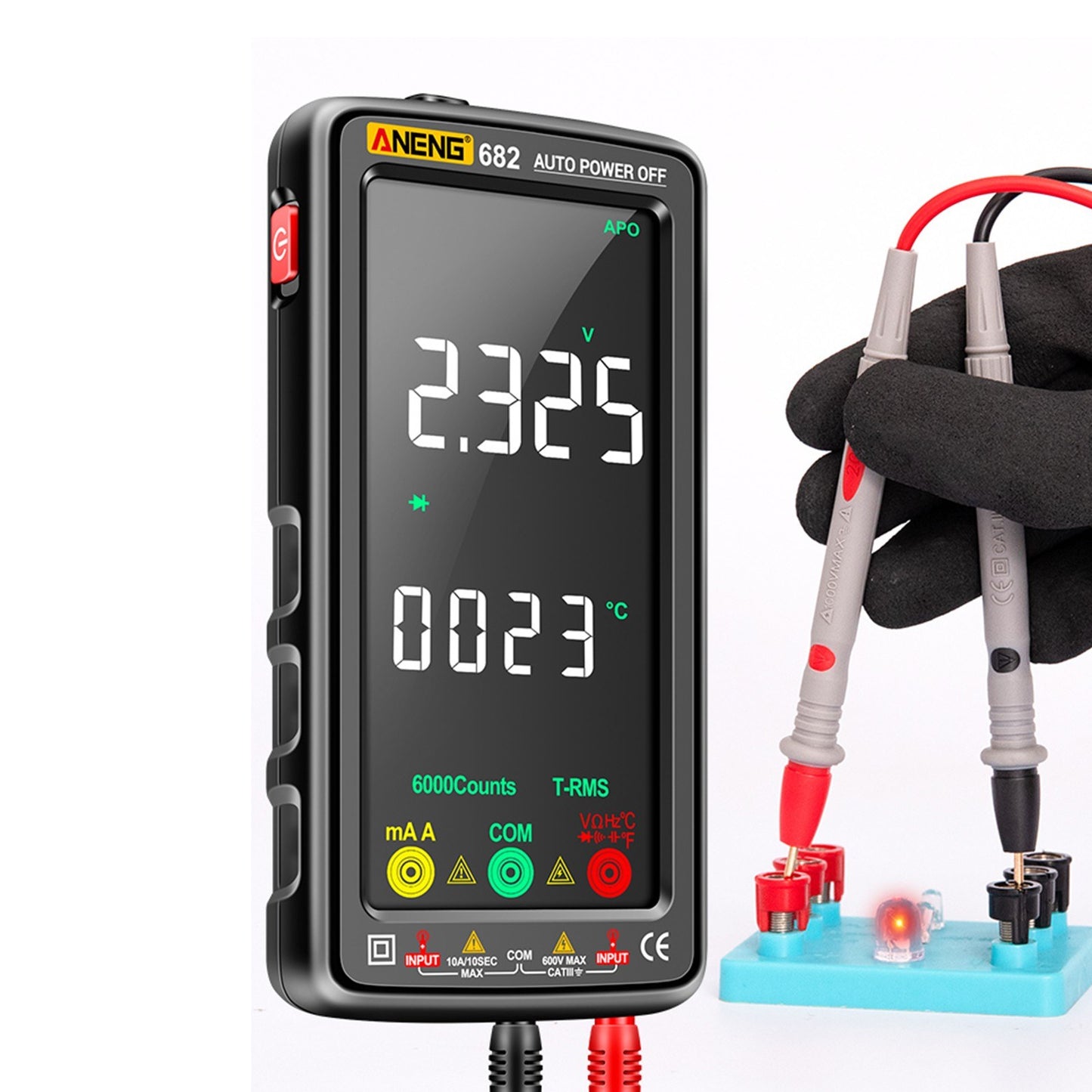 Smart ANENG 682 Digital Multimeter - 6000 Counts, Rechargeable, Anti-Burn, NCV Tester with Flashlight for Voltage, Current, Resistance, Capacitance, Temperature, Frequency, and Diode Measurement
