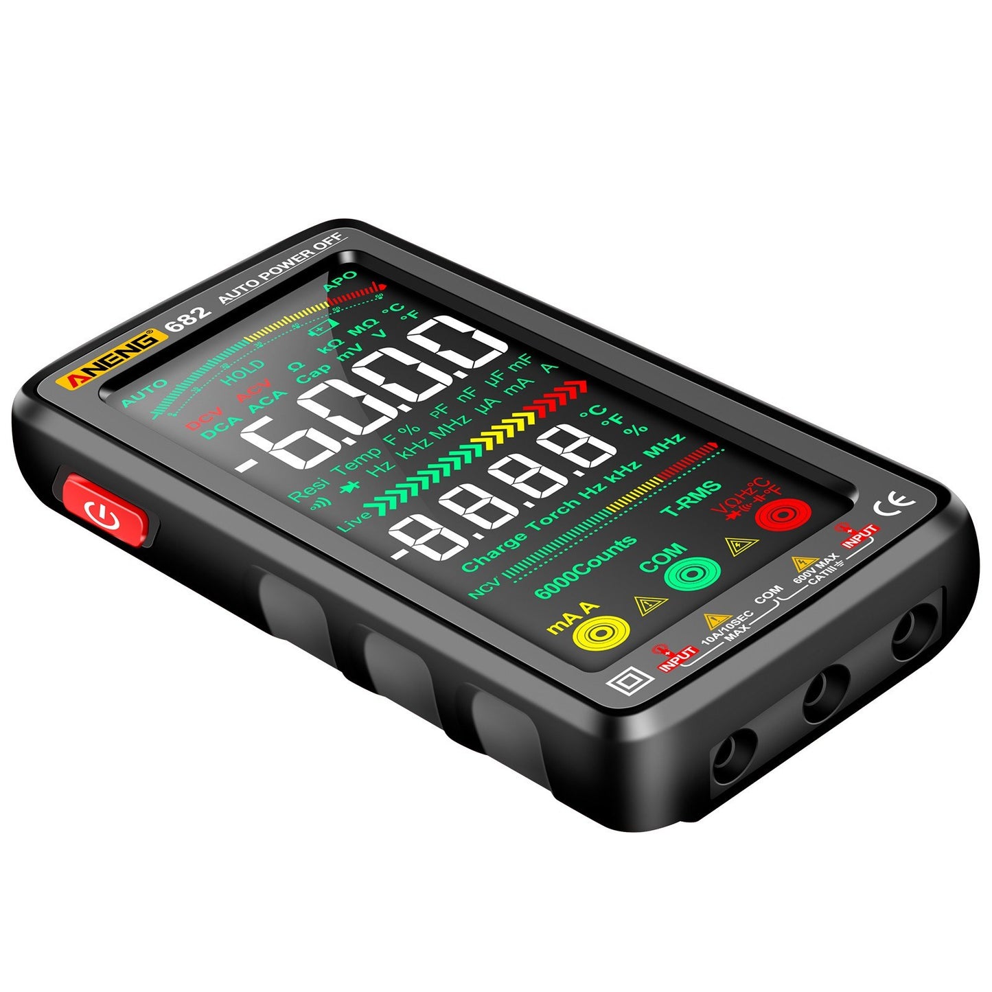 Smart ANENG 682 Digital Multimeter - 6000 Counts, Rechargeable, Anti-Burn, NCV Tester with Flashlight for Voltage, Current, Resistance, Capacitance, Temperature, Frequency, and Diode Measurement