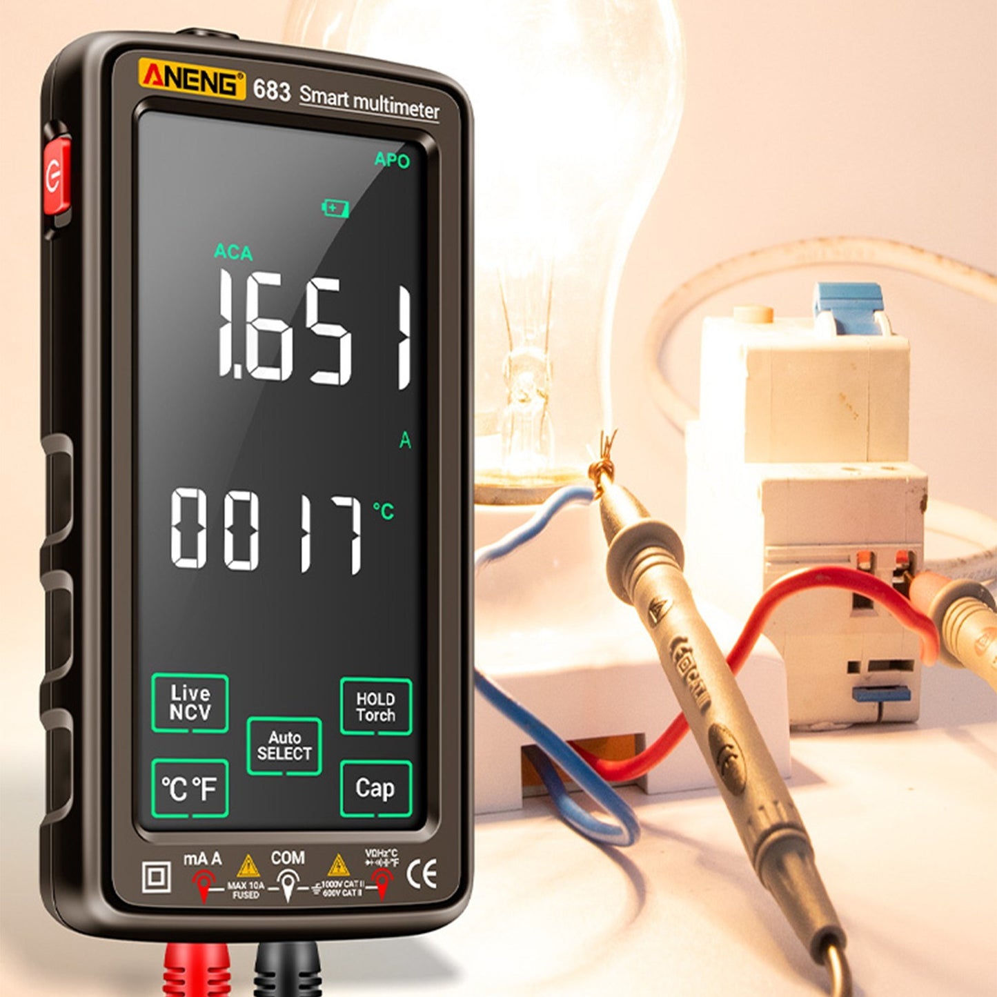 ANENG 683 Smart Digital Multimeter, 6000 Counts, Rechargeable Touch Screen, Anti-burn, NCV Tester with VA Reverse Display