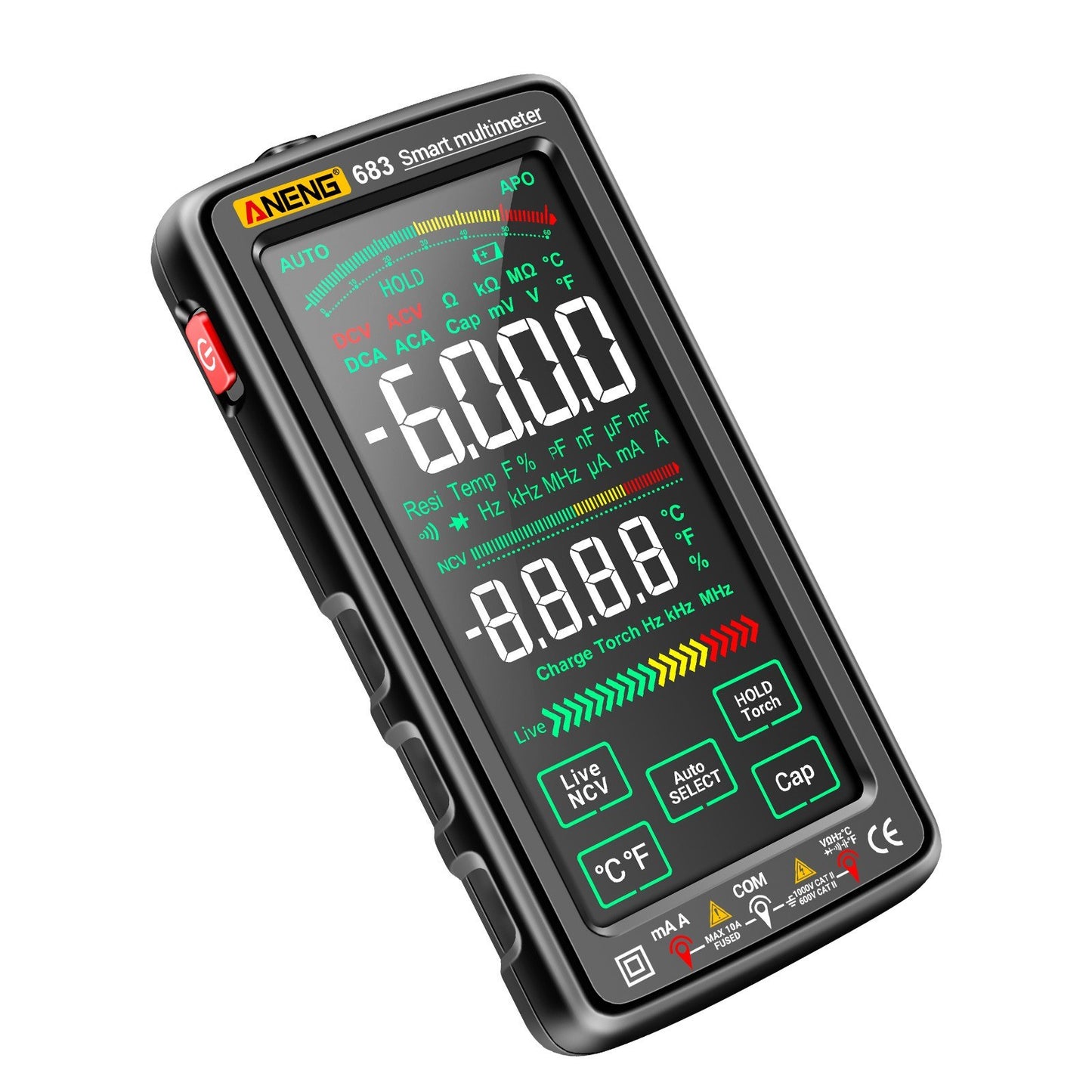 ANENG 683 Smart Digital Multimeter, 6000 Counts, Rechargeable Touch Screen, Anti-burn, NCV Tester with VA Reverse Display