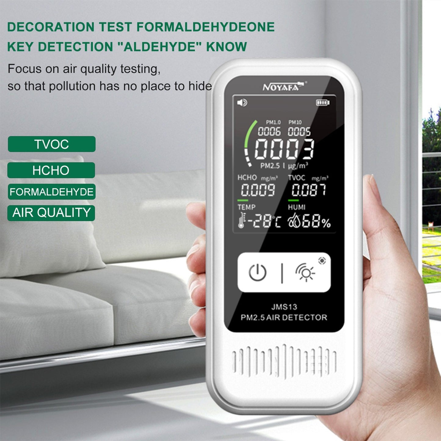 NOYAFA JMS13 PM2.5 Air Quality Detector | LCD Digital TVOC/Formaldehyde Tester