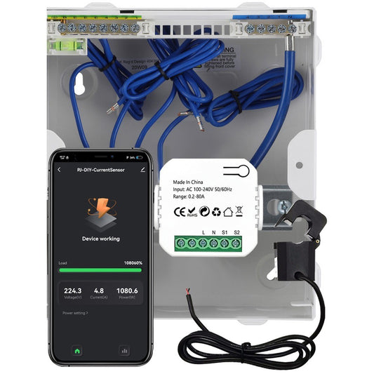 Tuya WiFi Energy Meter 80A Clamp KWh Monitor, Alexa & Google Home Compatible