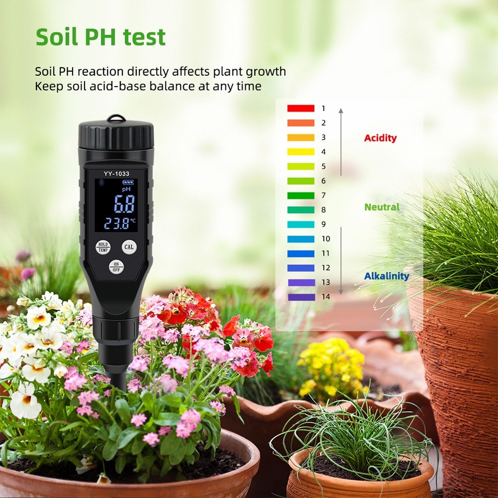 LCD Digital 2-in-1 Soil PH & Temperature Tester for Garden Plants