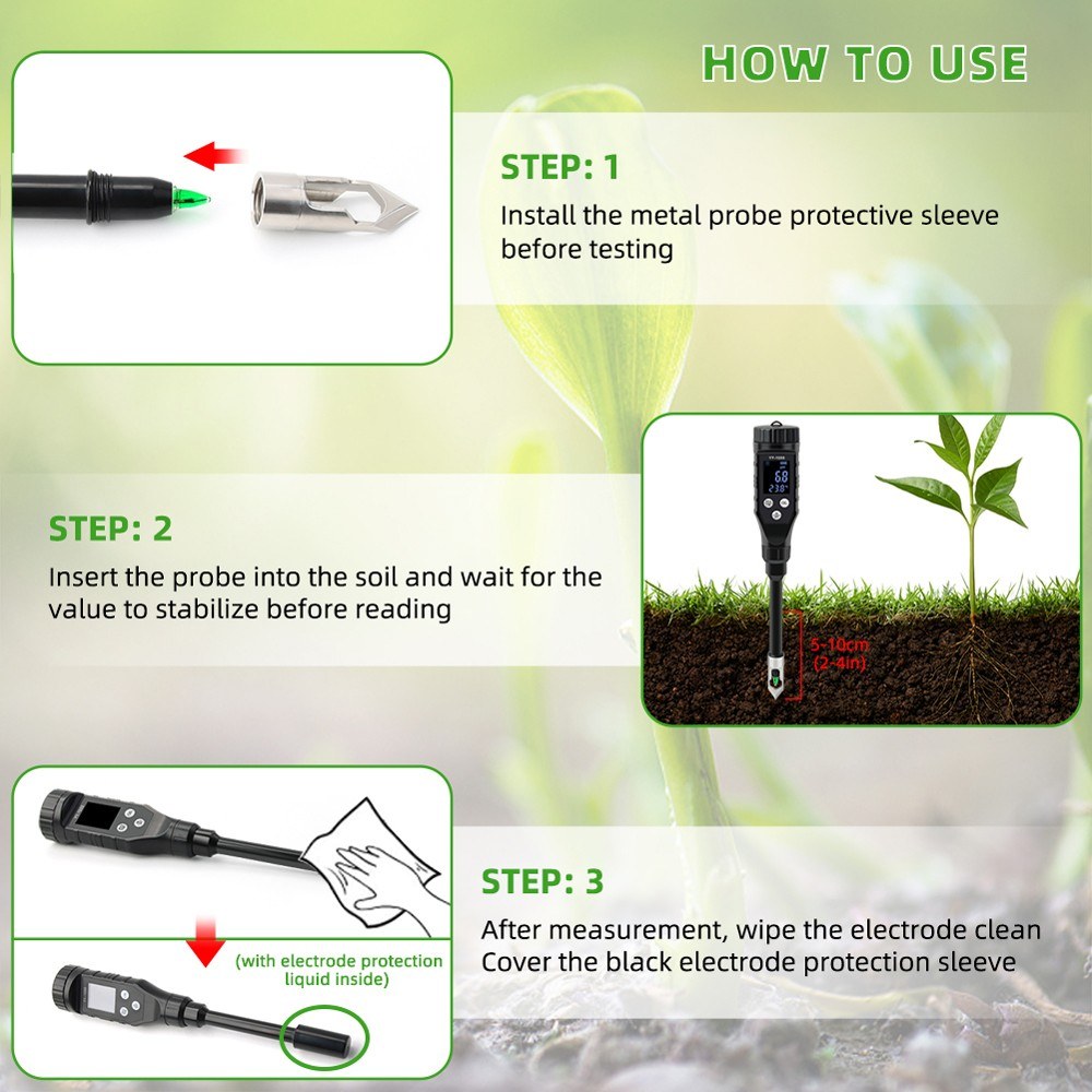 LCD Digital 2-in-1 Soil PH & Temperature Tester for Garden Plants