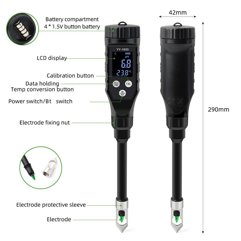 LCD Digital 2-in-1 Soil PH & Temperature Tester for Garden Plants