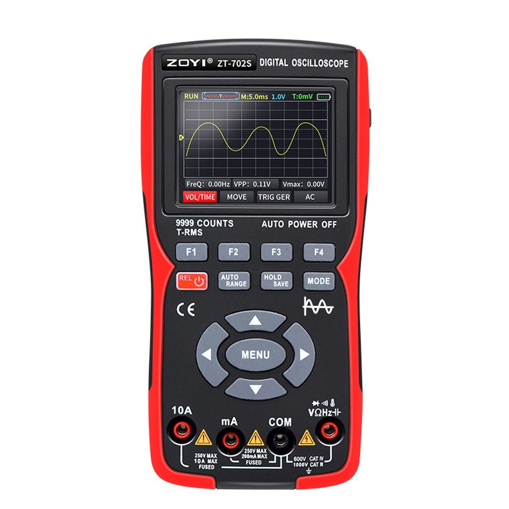 2-in-1 Digital Oscilloscope Multimeter, 10MHz Bandwidth, 48MSa/s Sampling Rate, 9999 Counts True RMS, 2.8-inch IPS Color Display