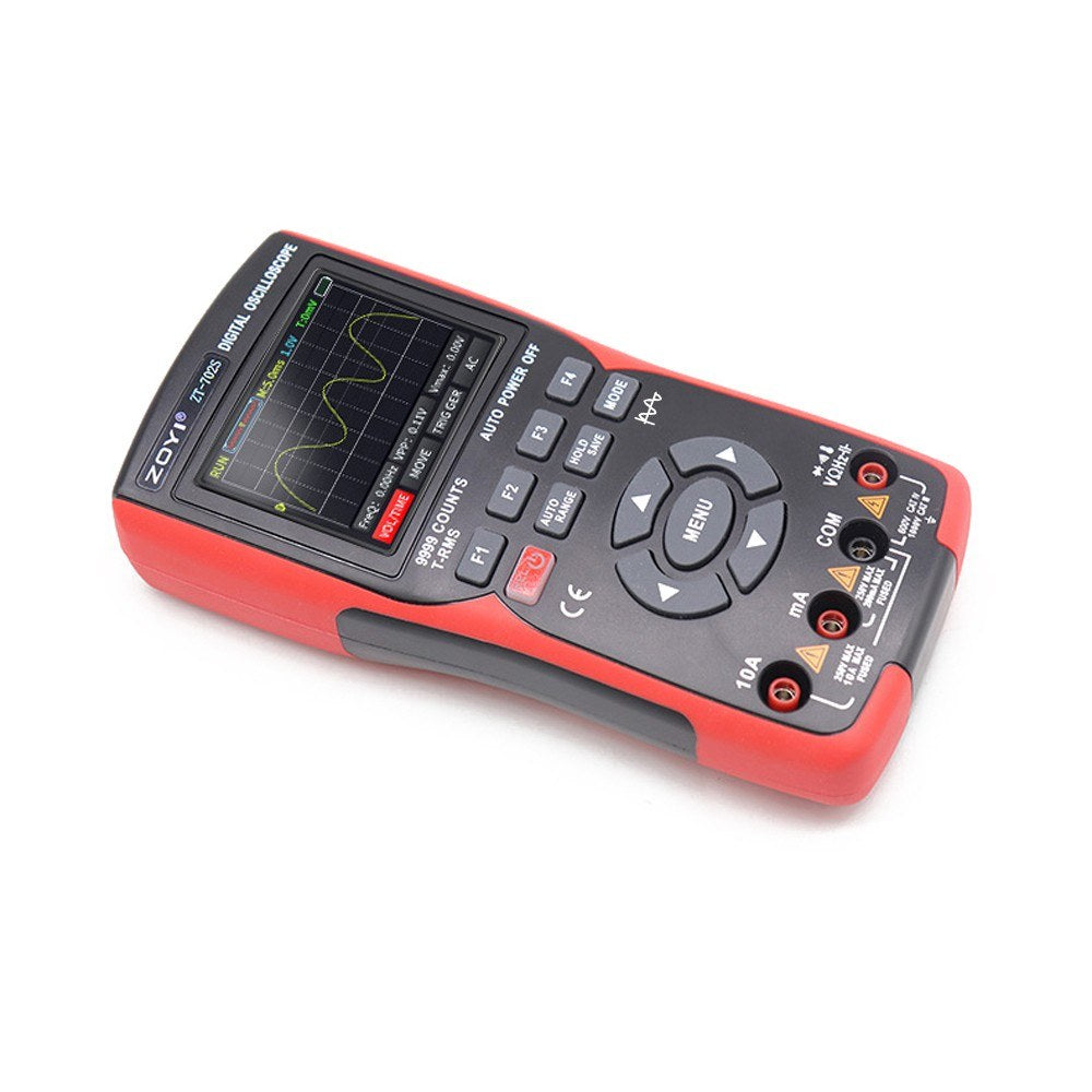 2-in-1 Digital Oscilloscope Multimeter, 10MHz Bandwidth, 48MSa/s Sampling Rate, 9999 Counts True RMS, 2.8-inch IPS Color Display