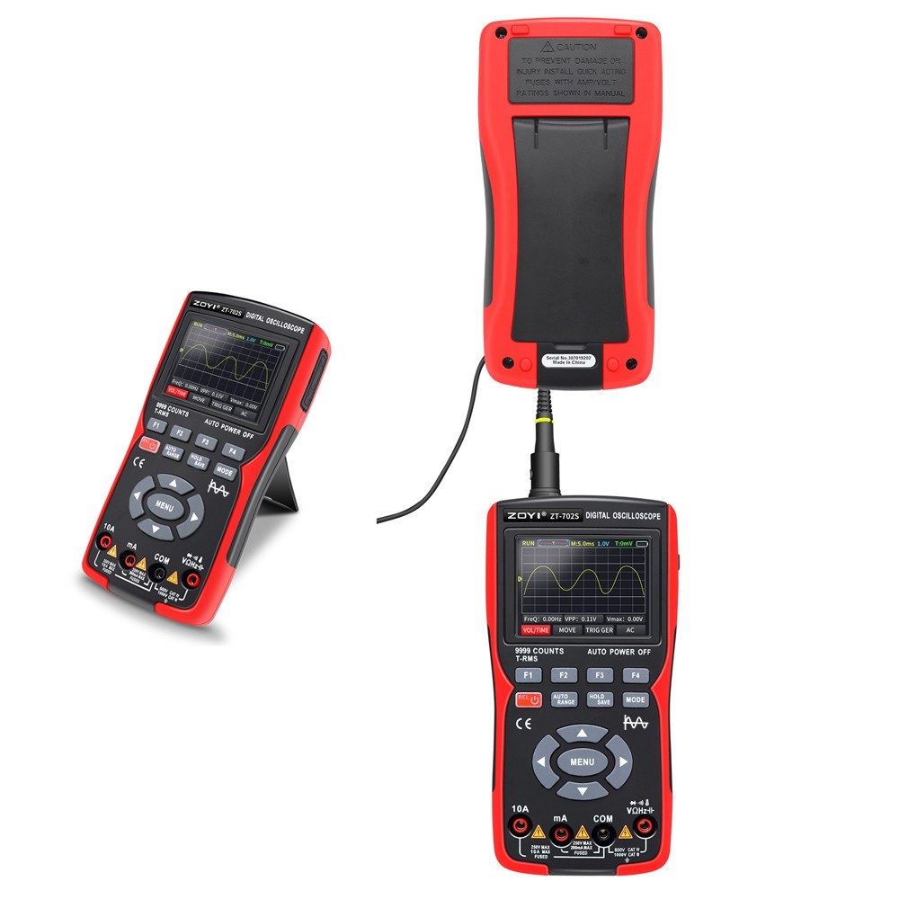 2-in-1 Digital Oscilloscope Multimeter, 10MHz Bandwidth, 48MSa/s Sampling Rate, 9999 Counts True RMS, 2.8-inch IPS Color Display