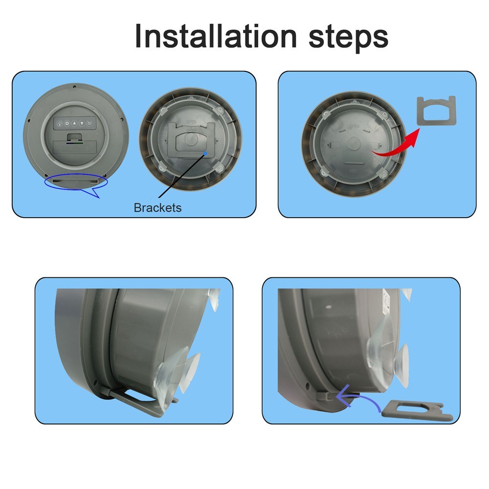 Waterproof LCD Suction Cup Clock with Temperature Display for Bathroom & Kitchen