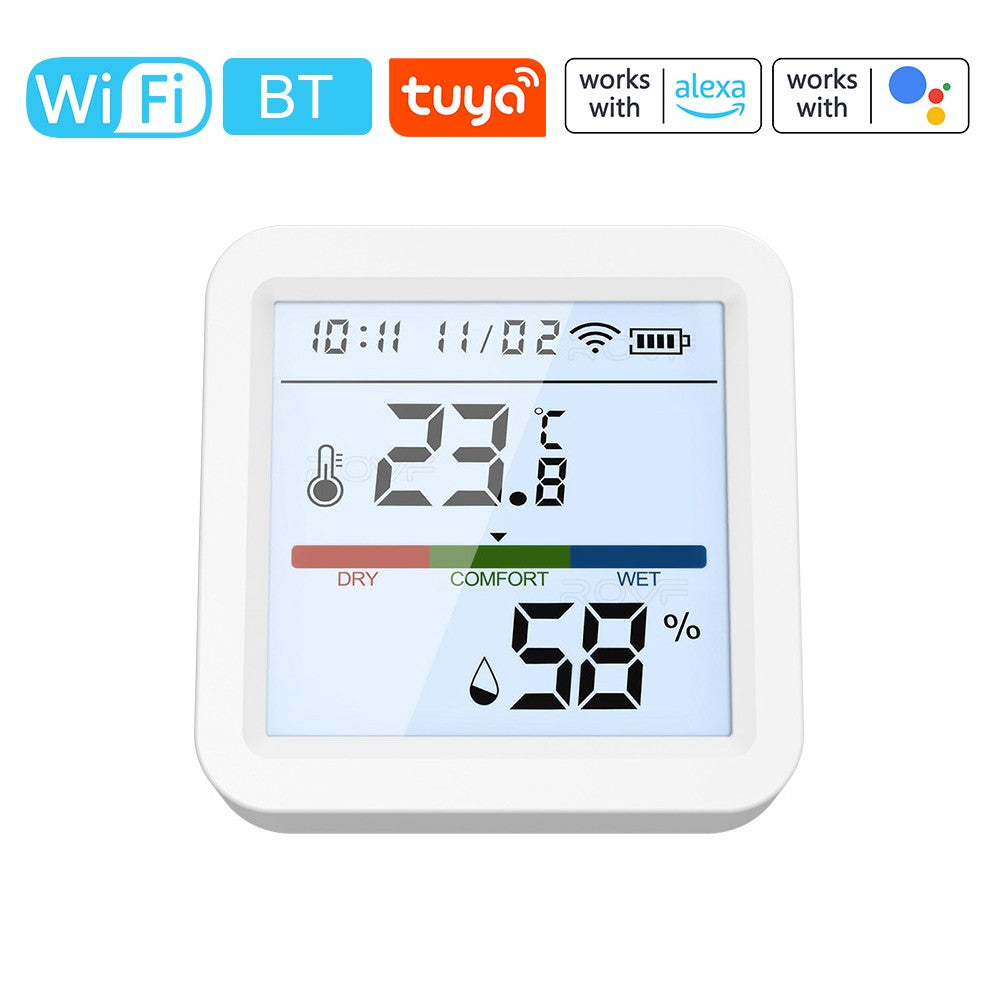 Smart WiFi Bluetooth Temperature Humidity Monitor with LCD Backlight