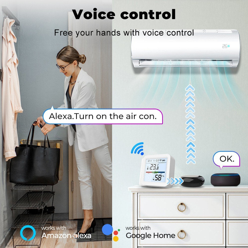 Smart WiFi Bluetooth Temperature Humidity Monitor with LCD Backlight