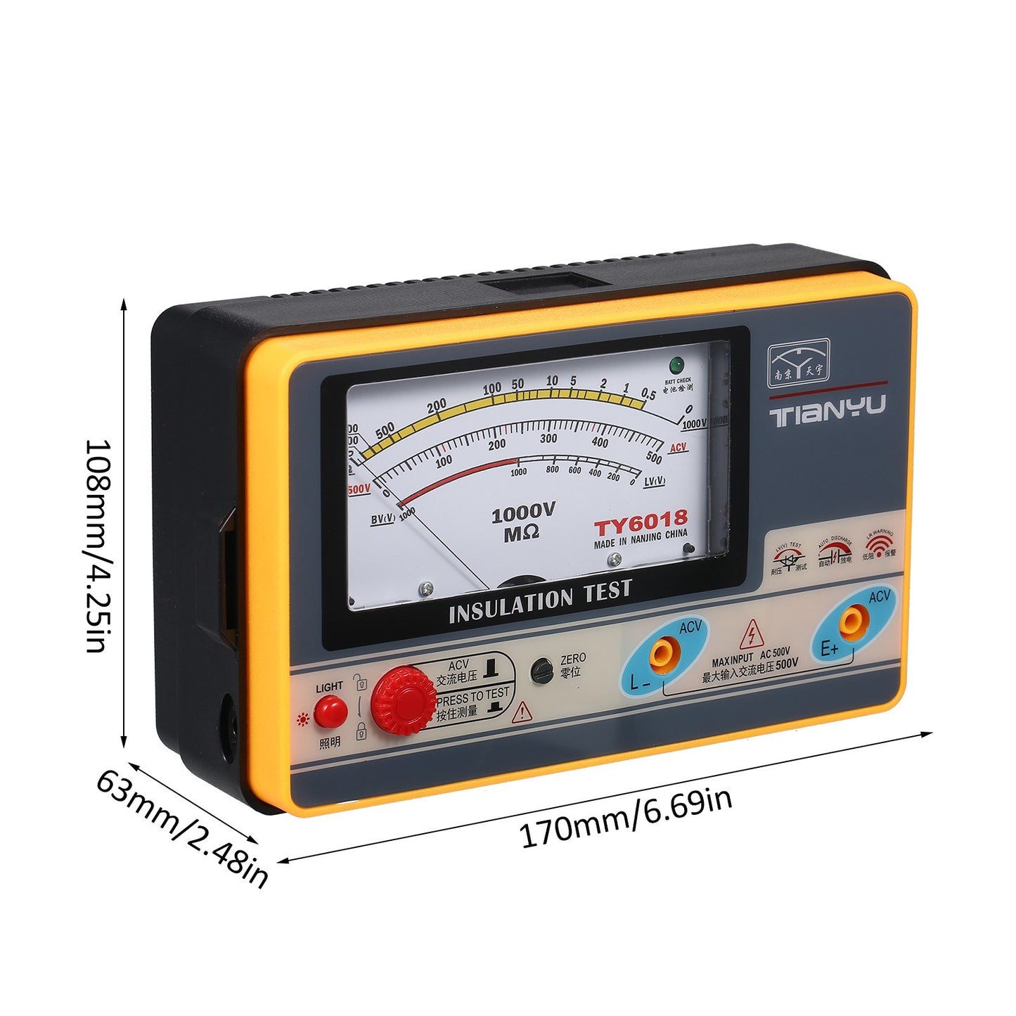 High Accuracy 1000V Digital Insulation Resistance Meter Megohmmeter 0-2000MΩ Tester