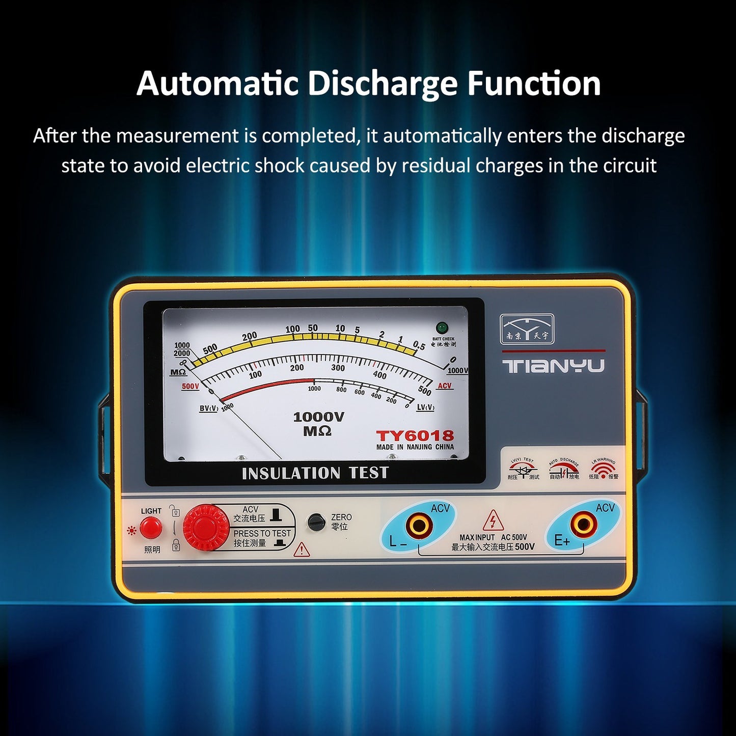 High Accuracy 1000V Digital Insulation Resistance Meter Megohmmeter 0-2000MΩ Tester
