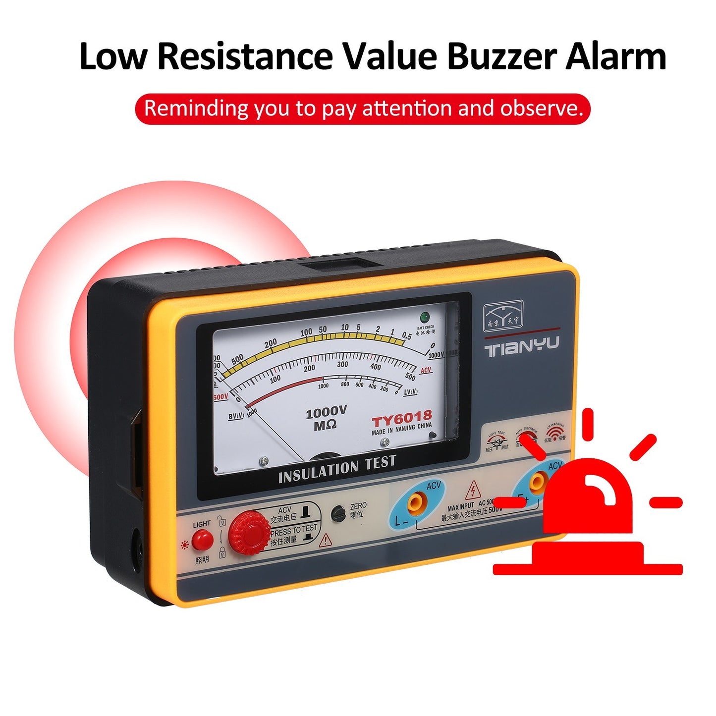High Accuracy 1000V Digital Insulation Resistance Meter Megohmmeter 0-2000MΩ Tester