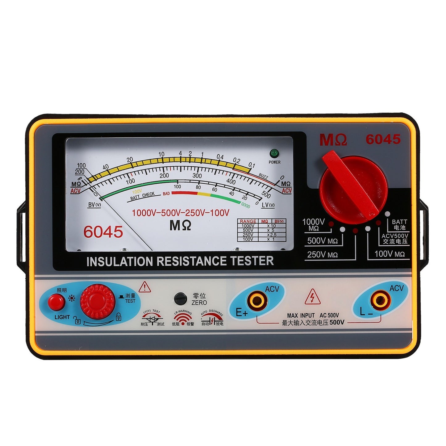 High Accuracy Digital Insulation Resistance Meter 0-2000MΩ Megohmmeter 100V-1000V Handheld Tester