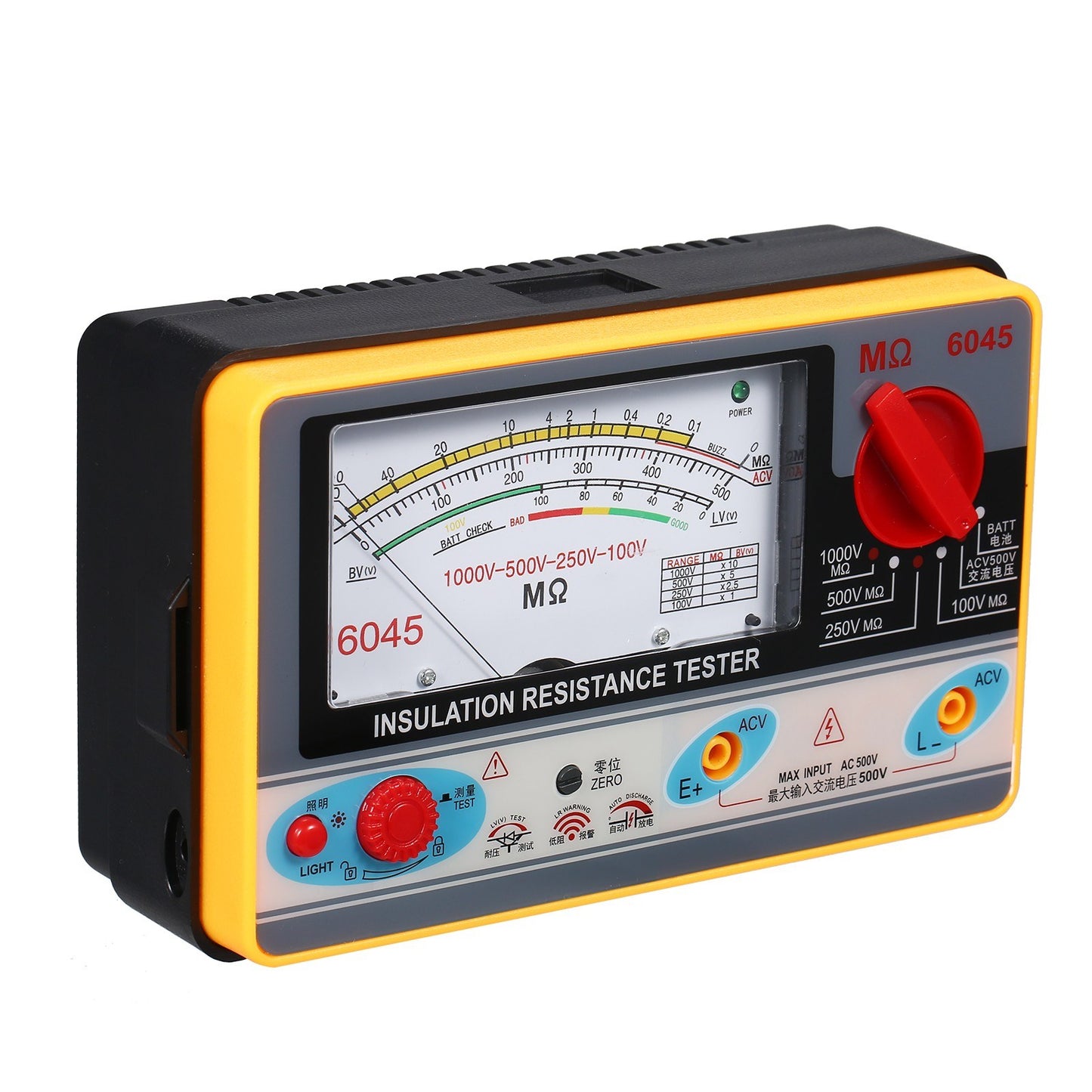 High Accuracy Digital Insulation Resistance Meter 0-2000MΩ Megohmmeter 100V-1000V Handheld Tester